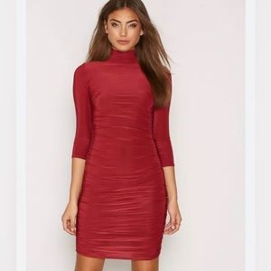 Medium red mini dress, long sleeve